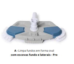 Limpa fundos em forma oval com escovas fundo e laterais - Série Pro