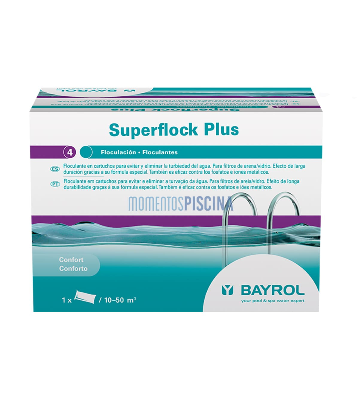 Superflock Plus floculante cartuchos, marca Bayrol. 1kg